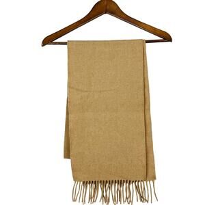 John Hanly Cashmere Wool Blend Scarf Long Lightweight made in Ireland Tan